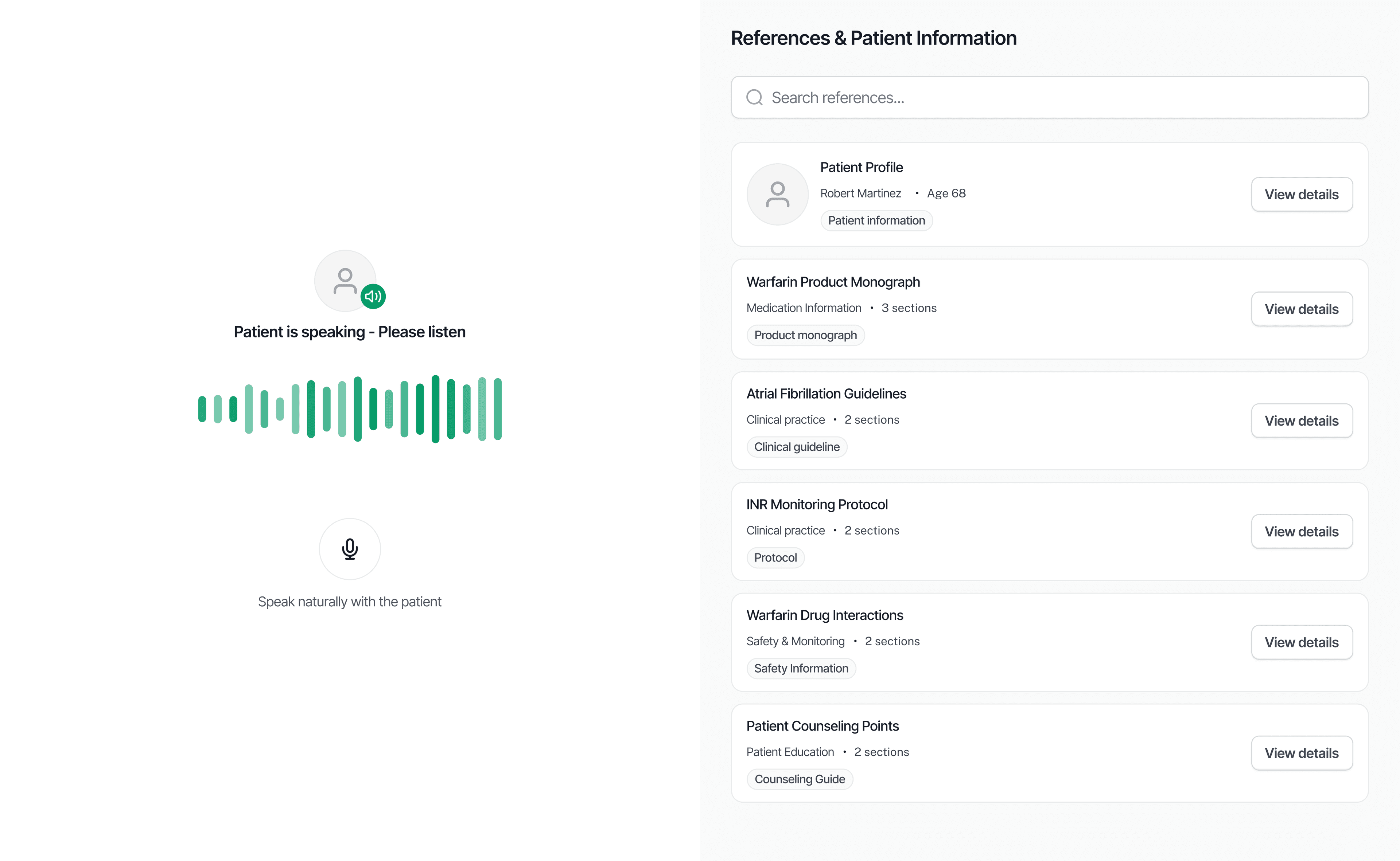 BlisterPaq practice station — conversation and station UI